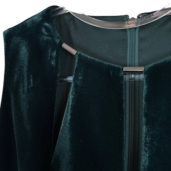 Elie Tahari Jemra Velvet Velour Keyhole Cocktail Evening Dress Green Size US 4 - Picture 5 of 10
